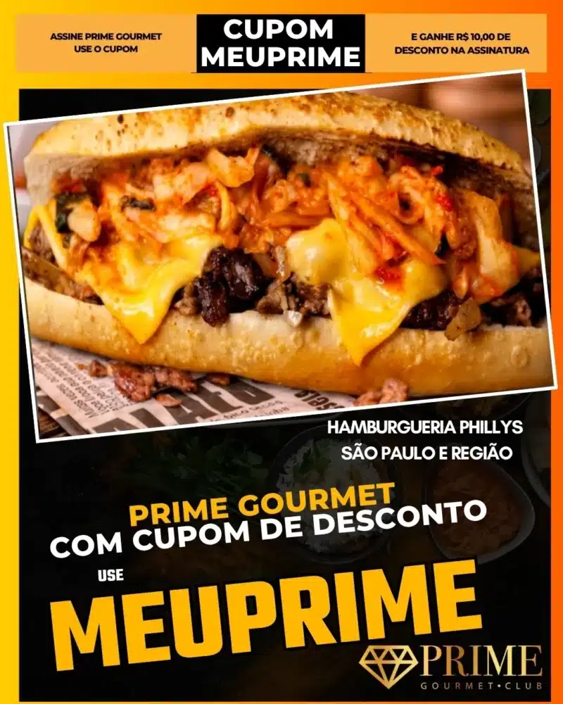 prime gourmet cupom meuprime são paulo hamburgueria phillys