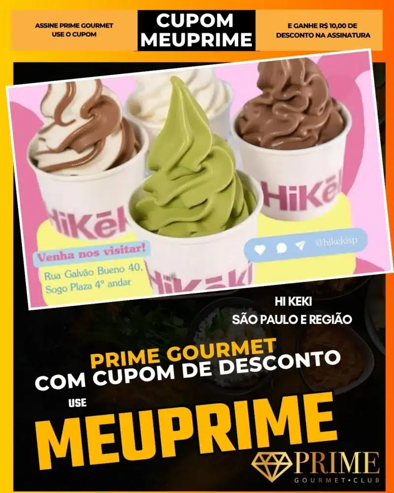 prime gourmet cupom meuprime são paulo hi keki