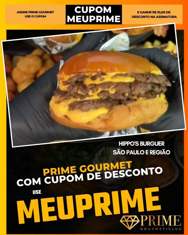 prime gourmet cupom meuprime são paulo hippo's burguer
