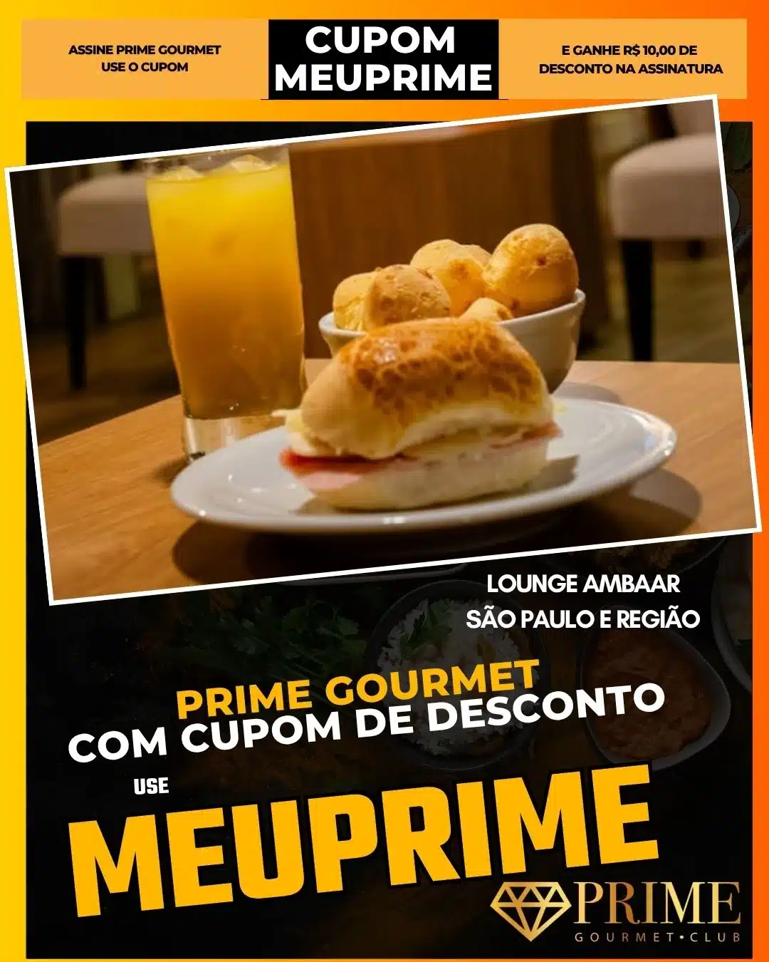 prime gourmet cupom meuprime são paulo lounge ambaar