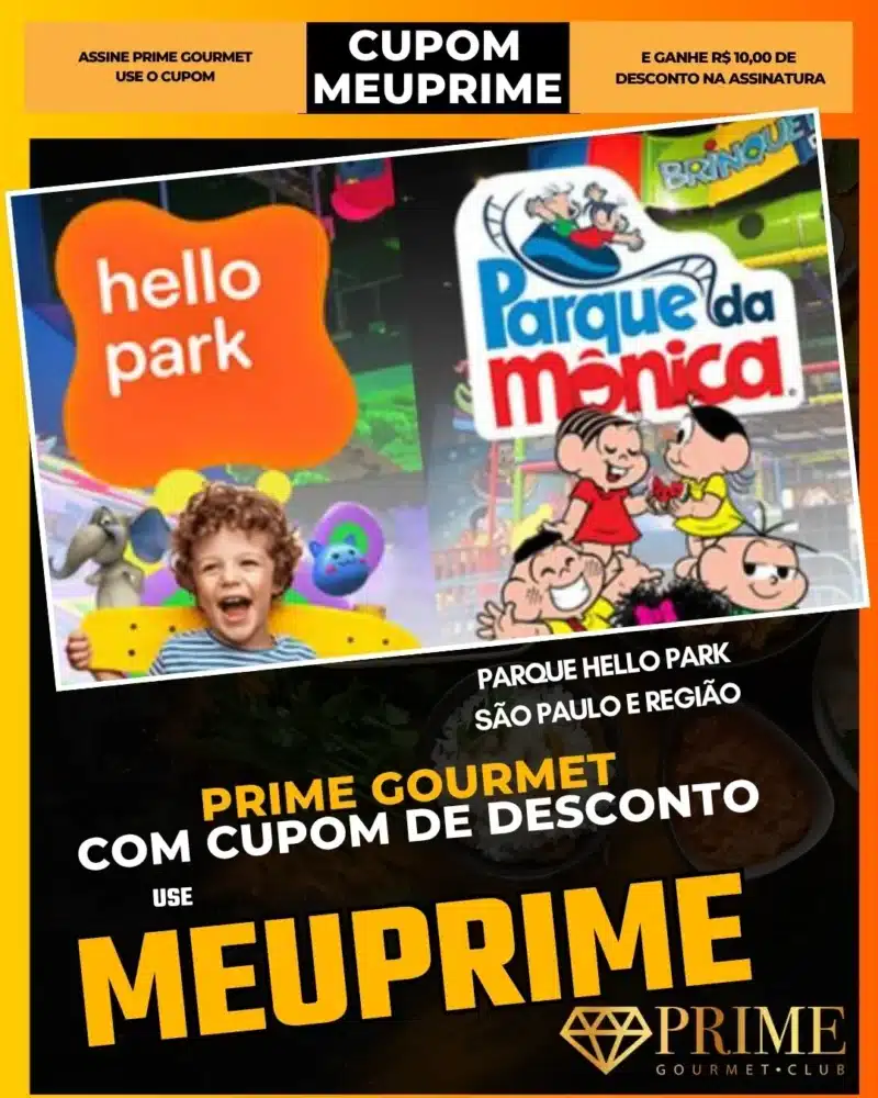 Promoção Prime Gourmet no Hello Park e Parque da Mônica