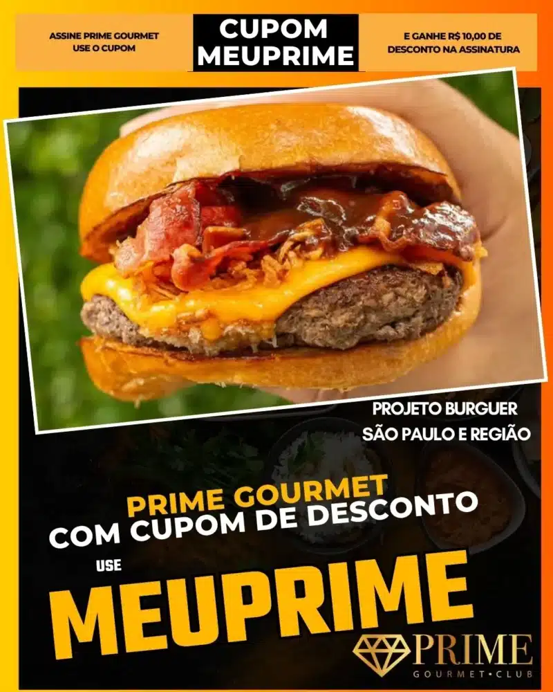 prime gourmet cupom meuprime são paulo projeto burguer