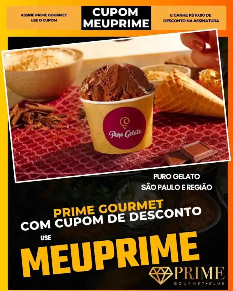 prime gourmet cupom meuprime são paulo puro gelato