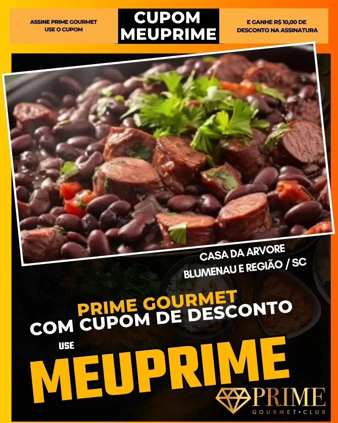 Feijoada com linguiça e cupom Prime Gourmet