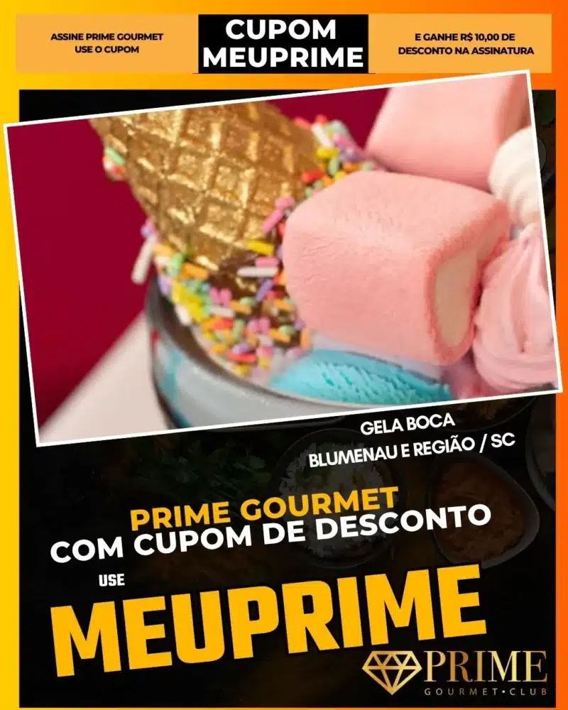 Sorvete colorido com marshmallow e cone dourado