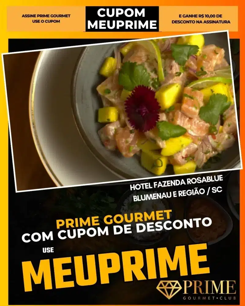 Ceviche de salmão com manga e cupom MEUPRIME