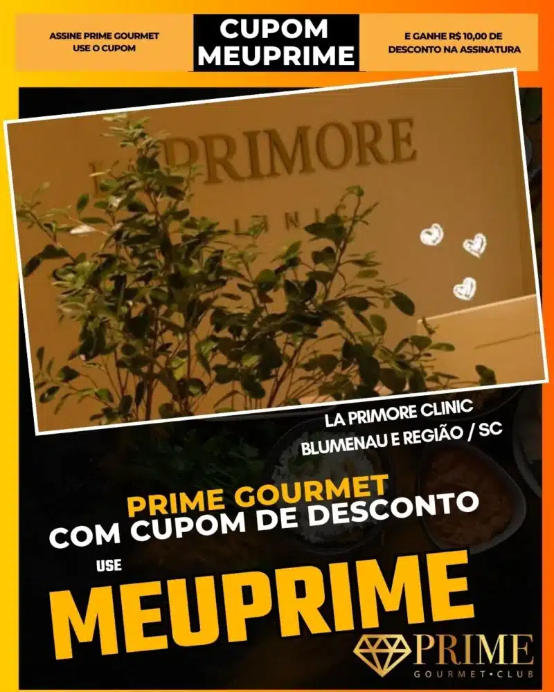 Banner promocional Prime Gourmet com cupom MEUPRIME