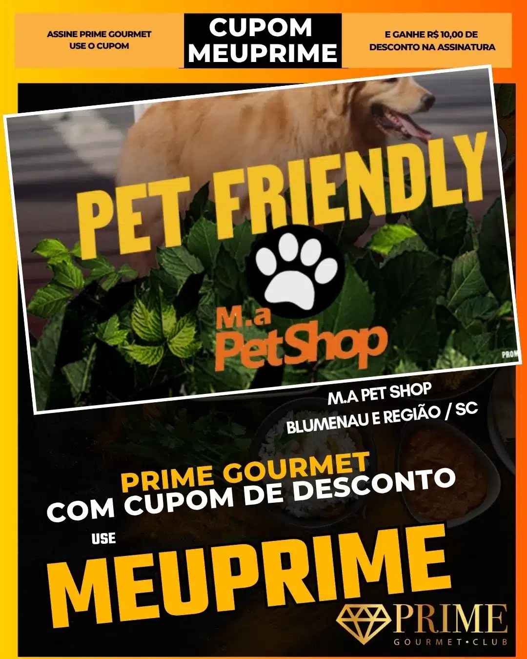 Promoção pet friendly M.A Pet Shop Blumenau