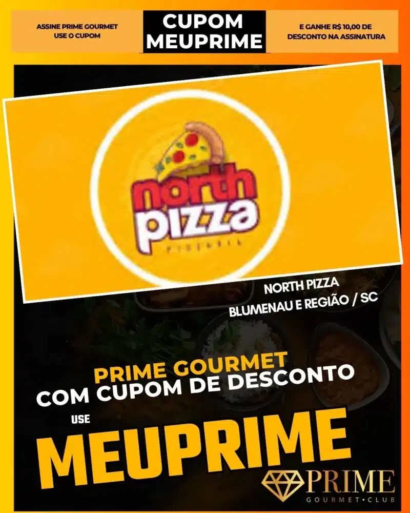 Promoção North Pizza com cupom MEUPRIME