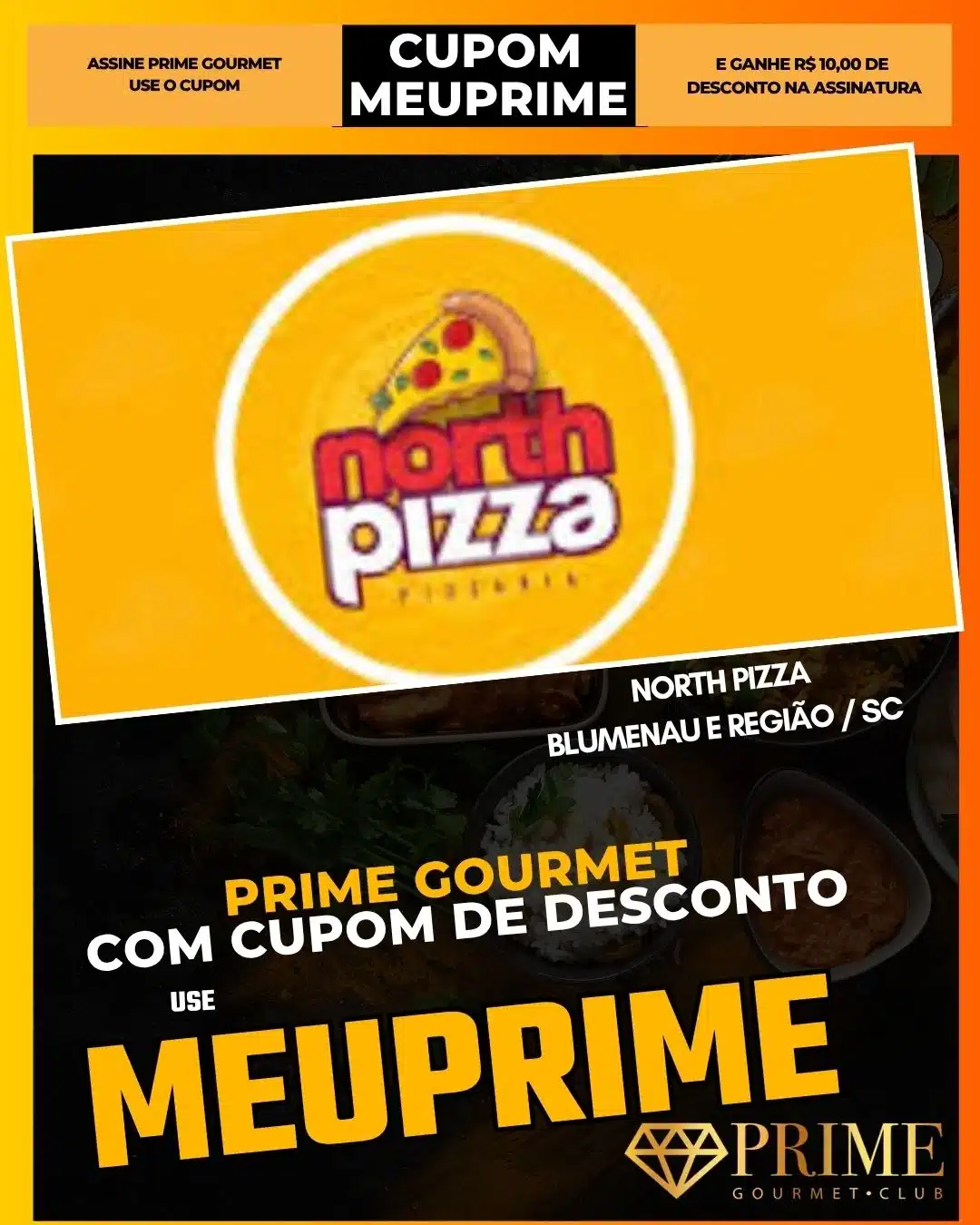Promoção North Pizza com cupom MEUPRIME