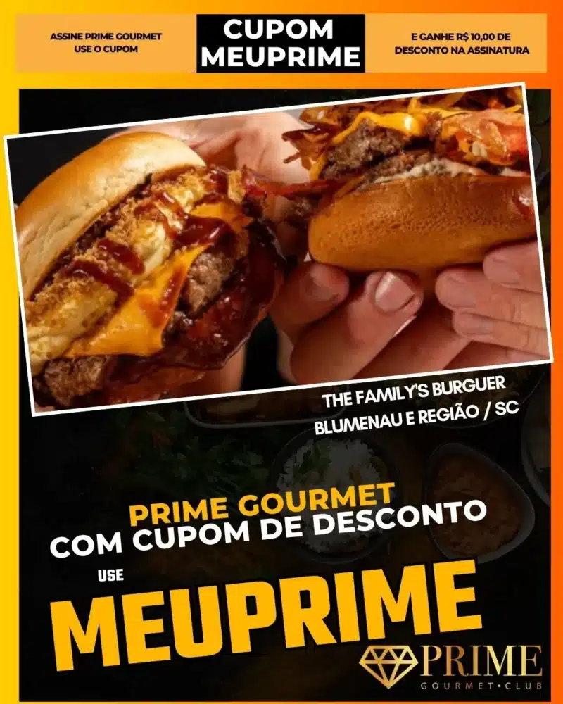 Hambúrguer gourmet com cupom de desconto MEUPRIME