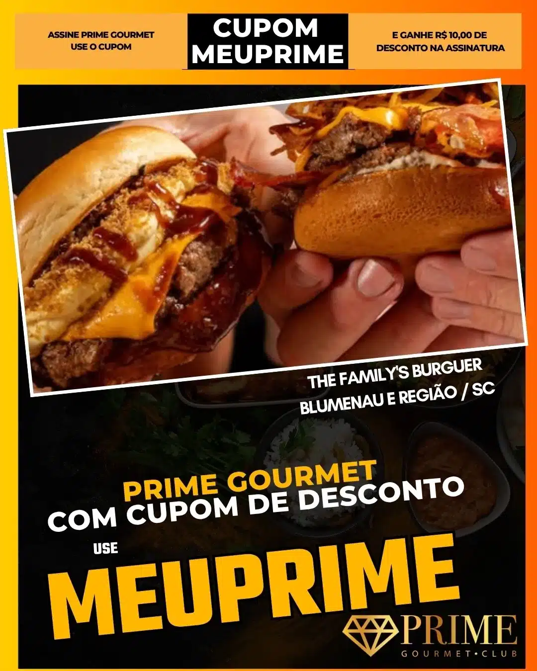 Hambúrguer gourmet com cupom de desconto MEUPRIME