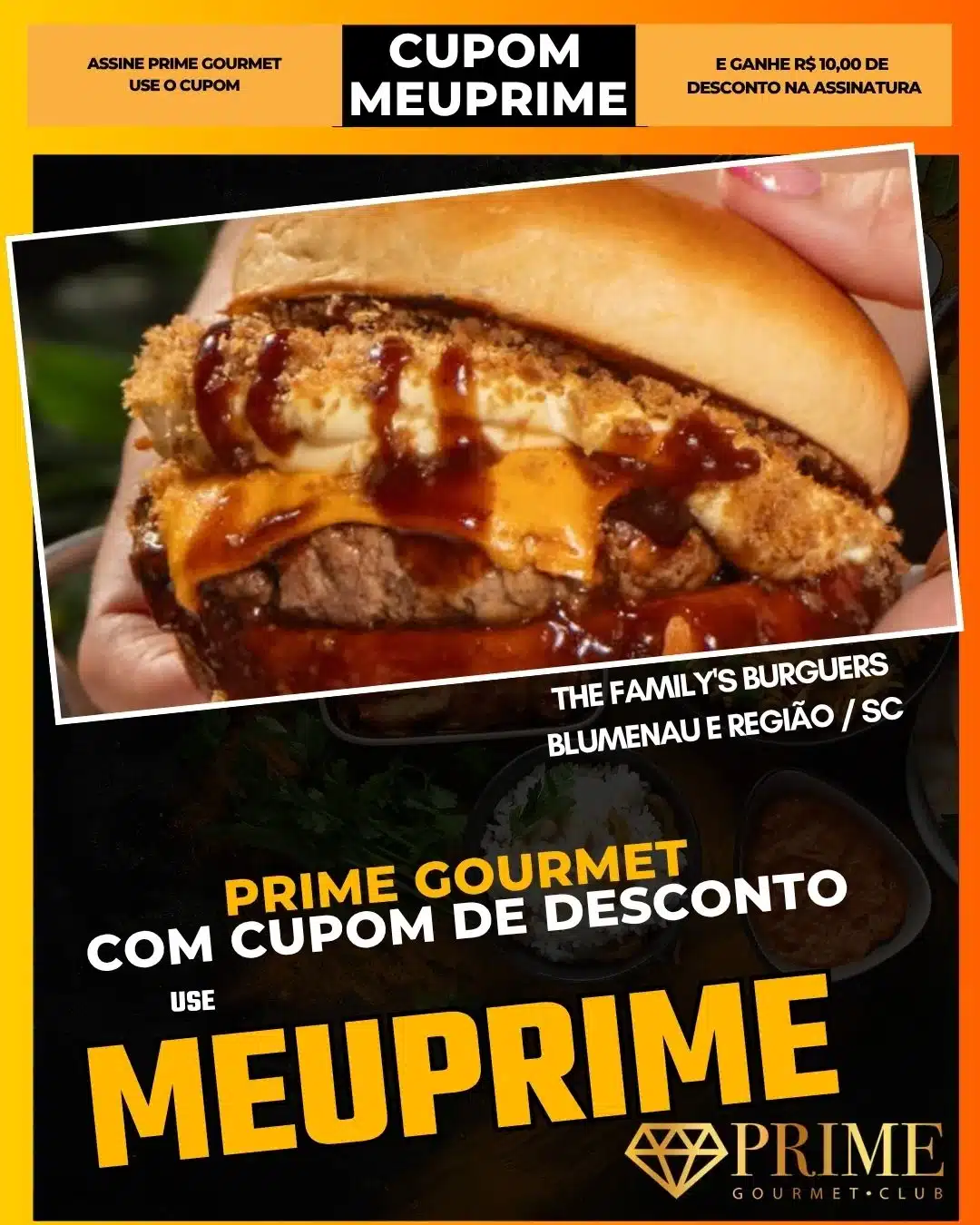 Hambúrguer gourmet com cupom de desconto MEUPRIME