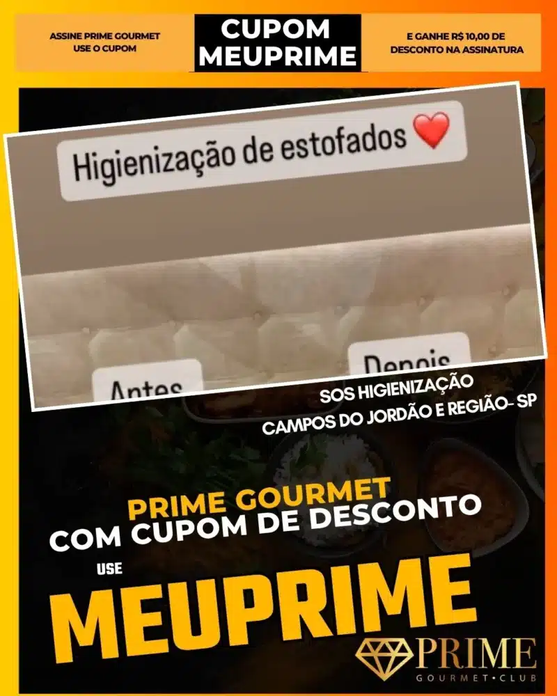 Promoção higienização de estofados com cupom MEUPRIME