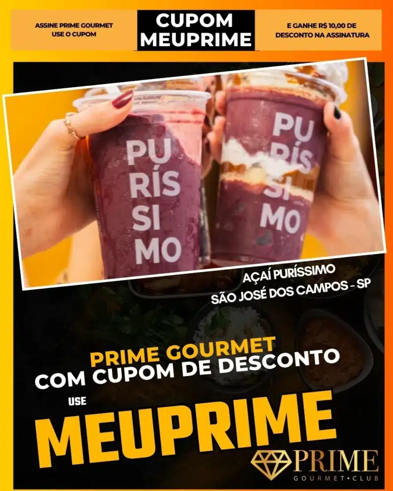 Copos de açaí Puríssimo com cupom Prime Gourmet
