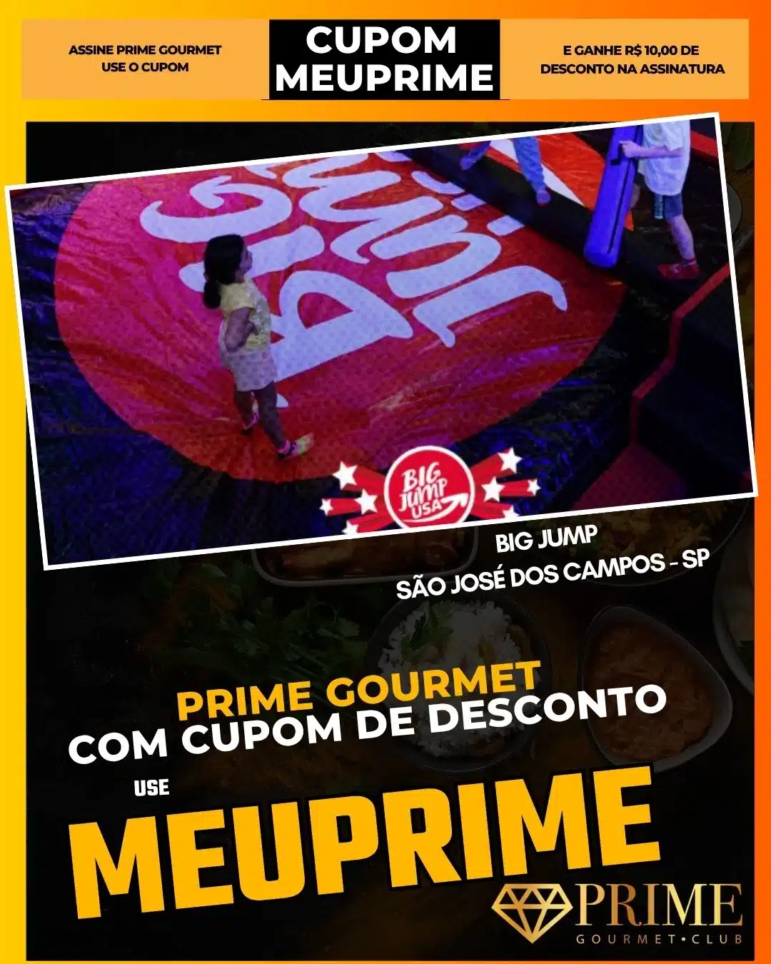 Crianças no Big Jump com cupom Prime Gourmet