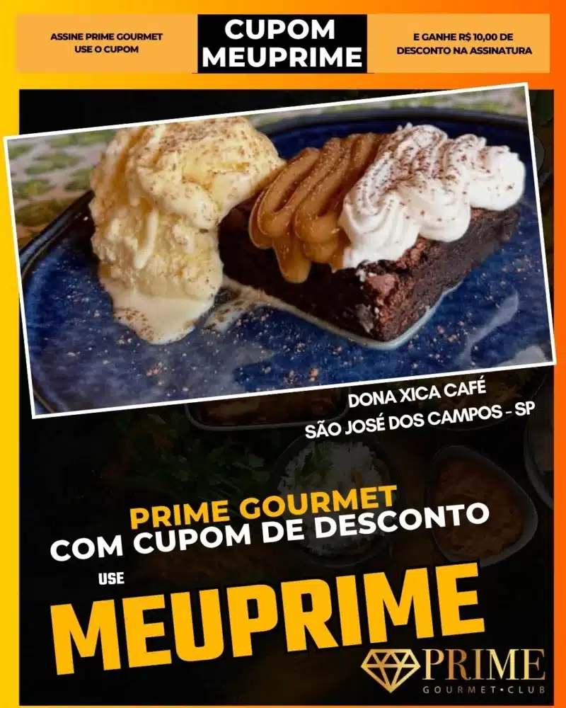 Brownie com sorvete e chantilly gourmet