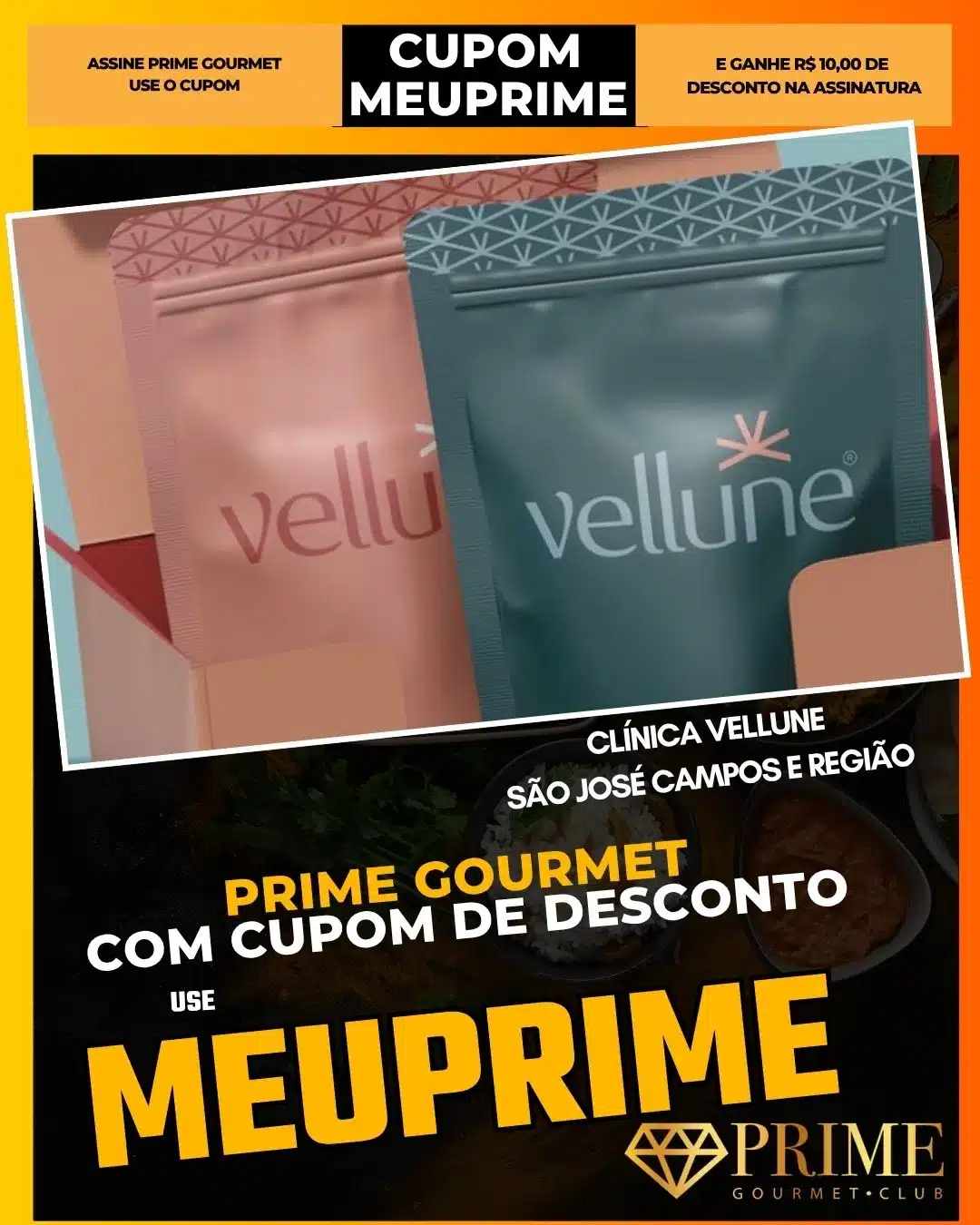 Cupom Prime Gourmet para Clínica Vellune