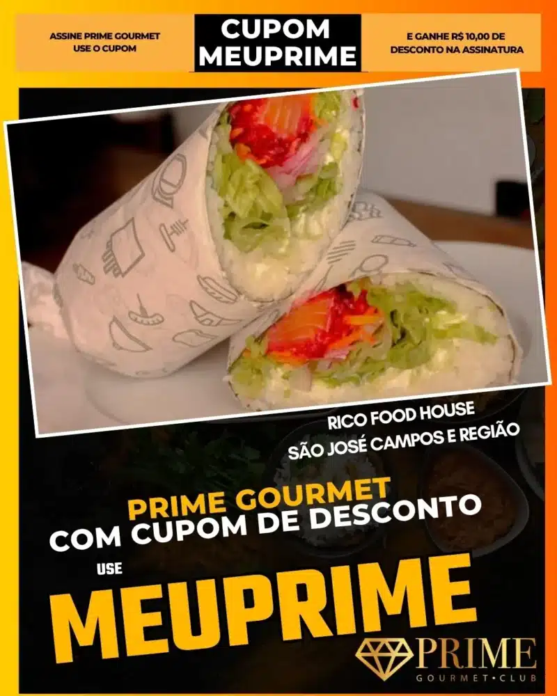 Wrap gourmet com cupom de desconto MEUPRIME