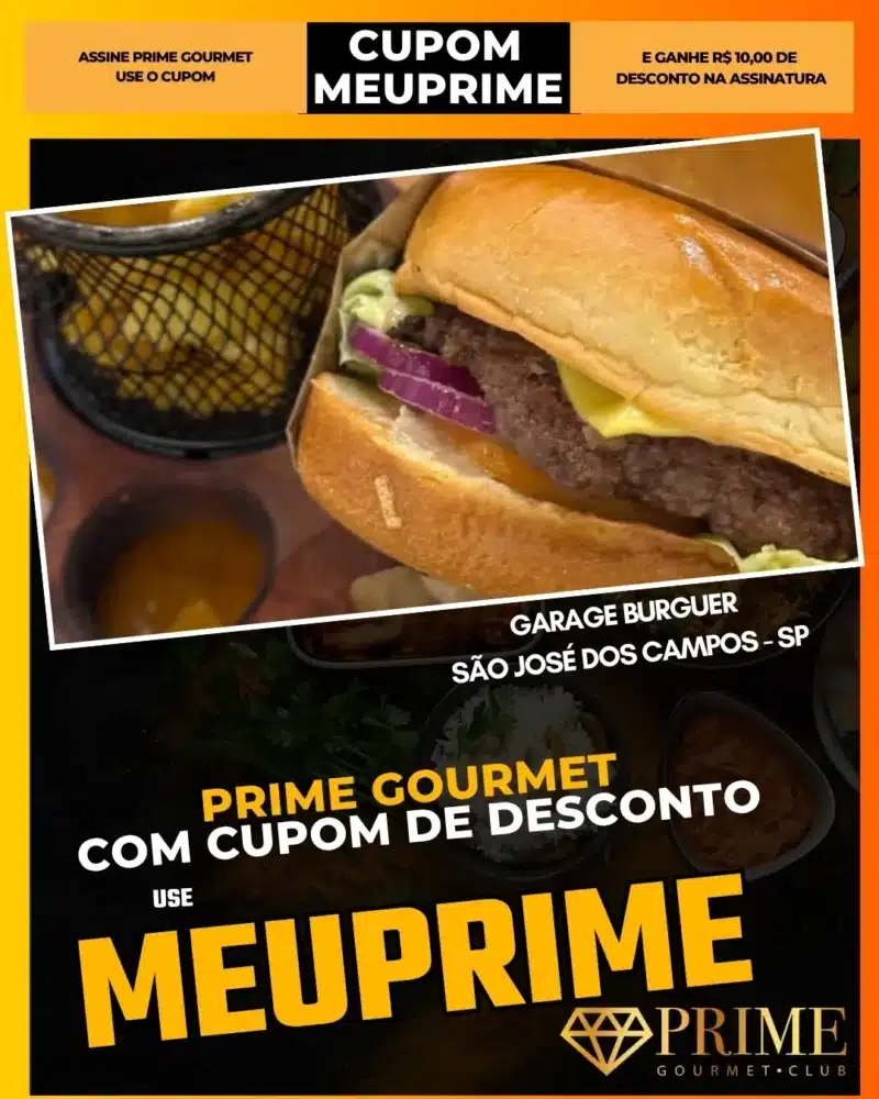Hambúrguer gourmet com cupom Prime Gourmet MEUPRIME