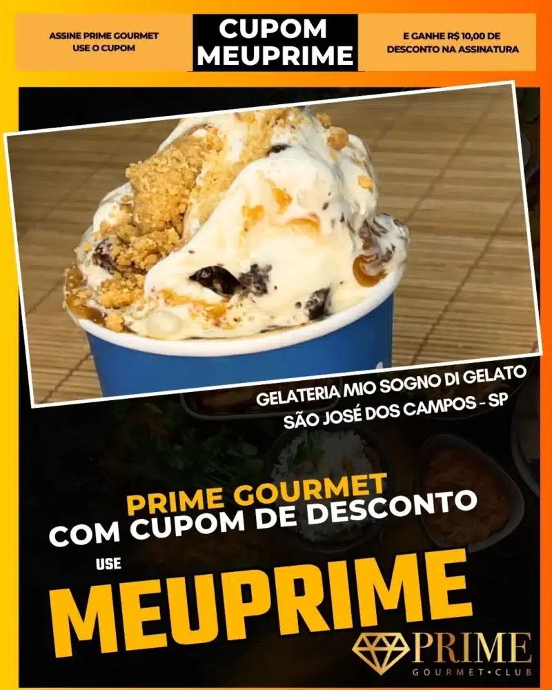 Copo de gelato com cupom de desconto