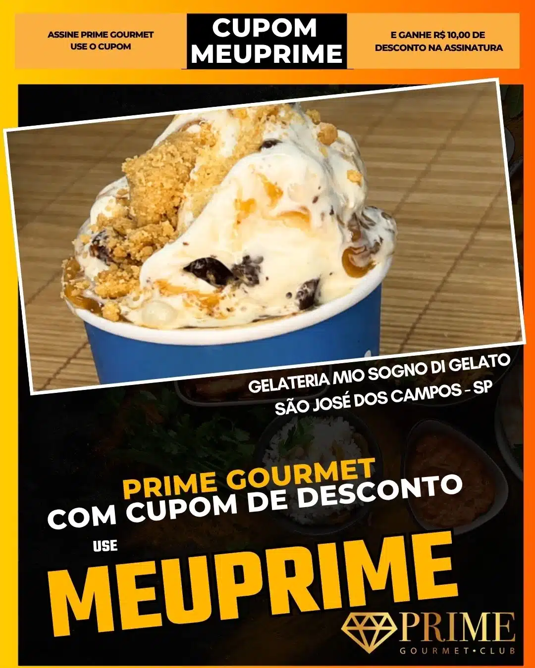 Copo de gelato com cupom de desconto