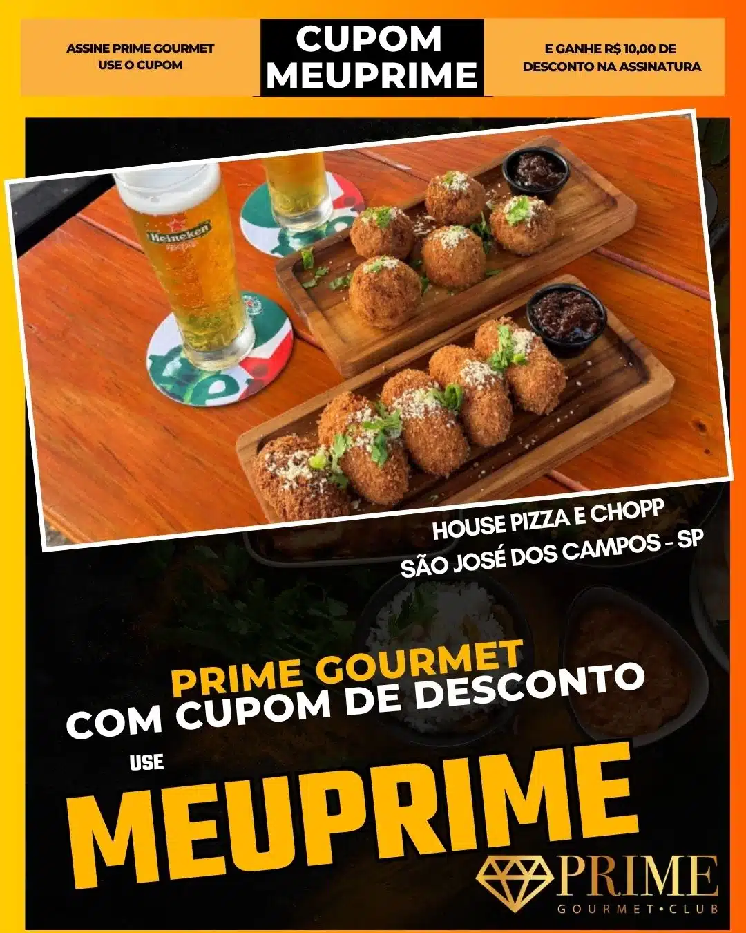 Cupom MEUPRIME com porções e chopp