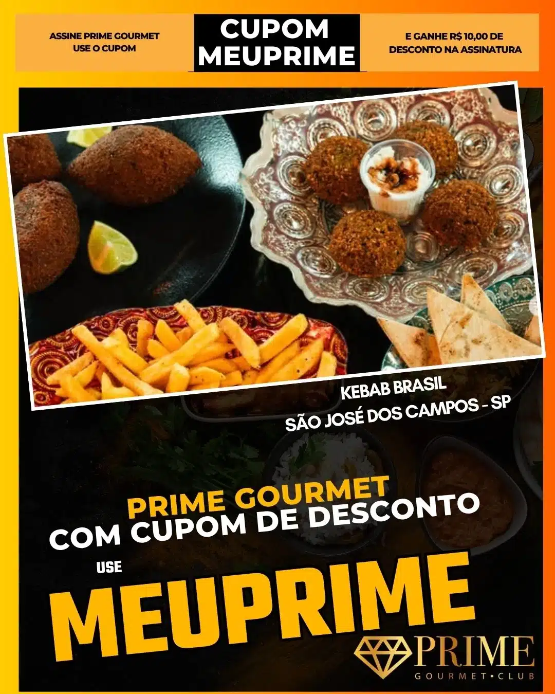 Cupom Prime Gourmet para Kebab Brasil