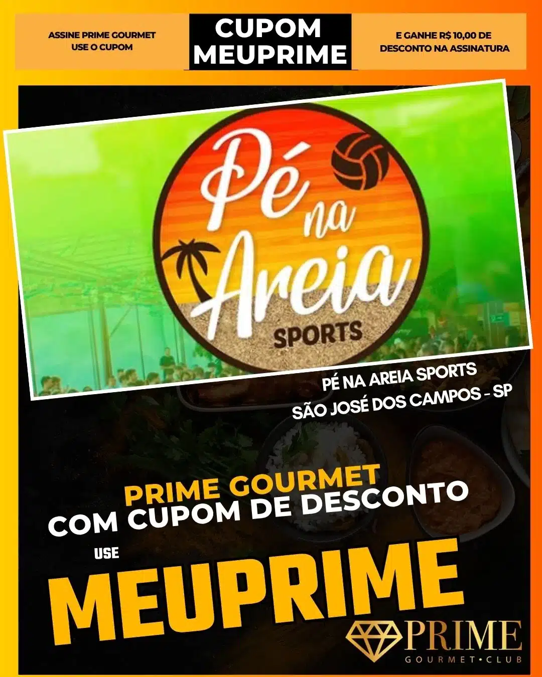 Banner promocional Pé na Areia Sports com cupom