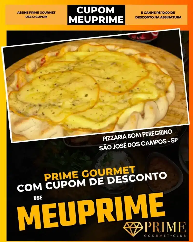 Pizza de queijo com cupom Prime Gourmet