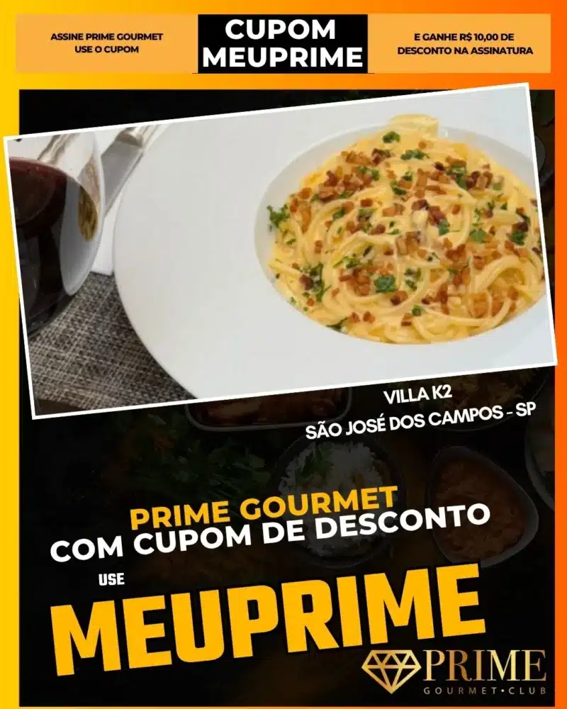 Prato de massa com cupom Prime Gourmet