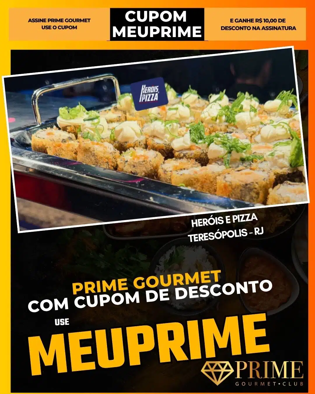 Sushi gourmet com cupom de desconto MEUPRIME