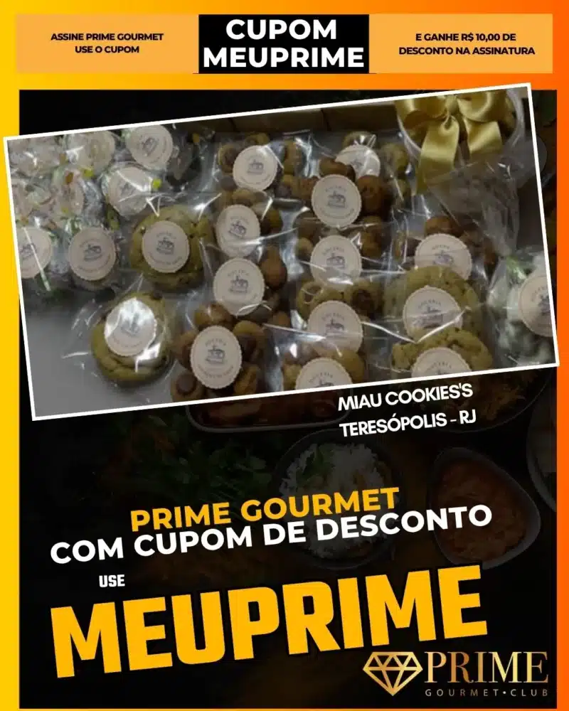 Cookies embalados com promoção Prime Gourmet