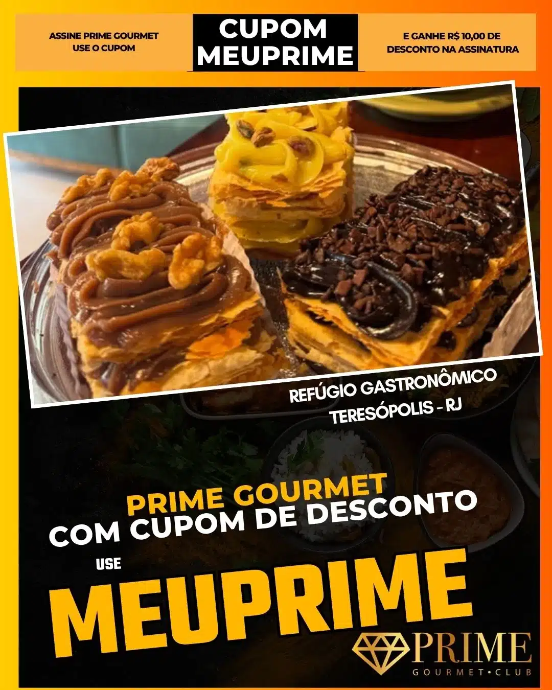 Sobremesas gourmet com cupom de desconto MEUPRIME