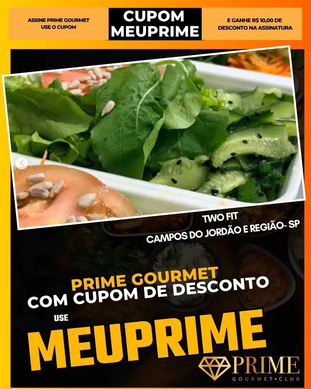 Salada fresca com cupom de desconto Prime Gourmet