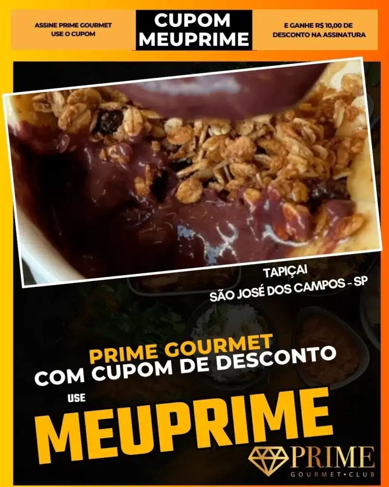 Açaí com granola e cupom Prime Gourmet